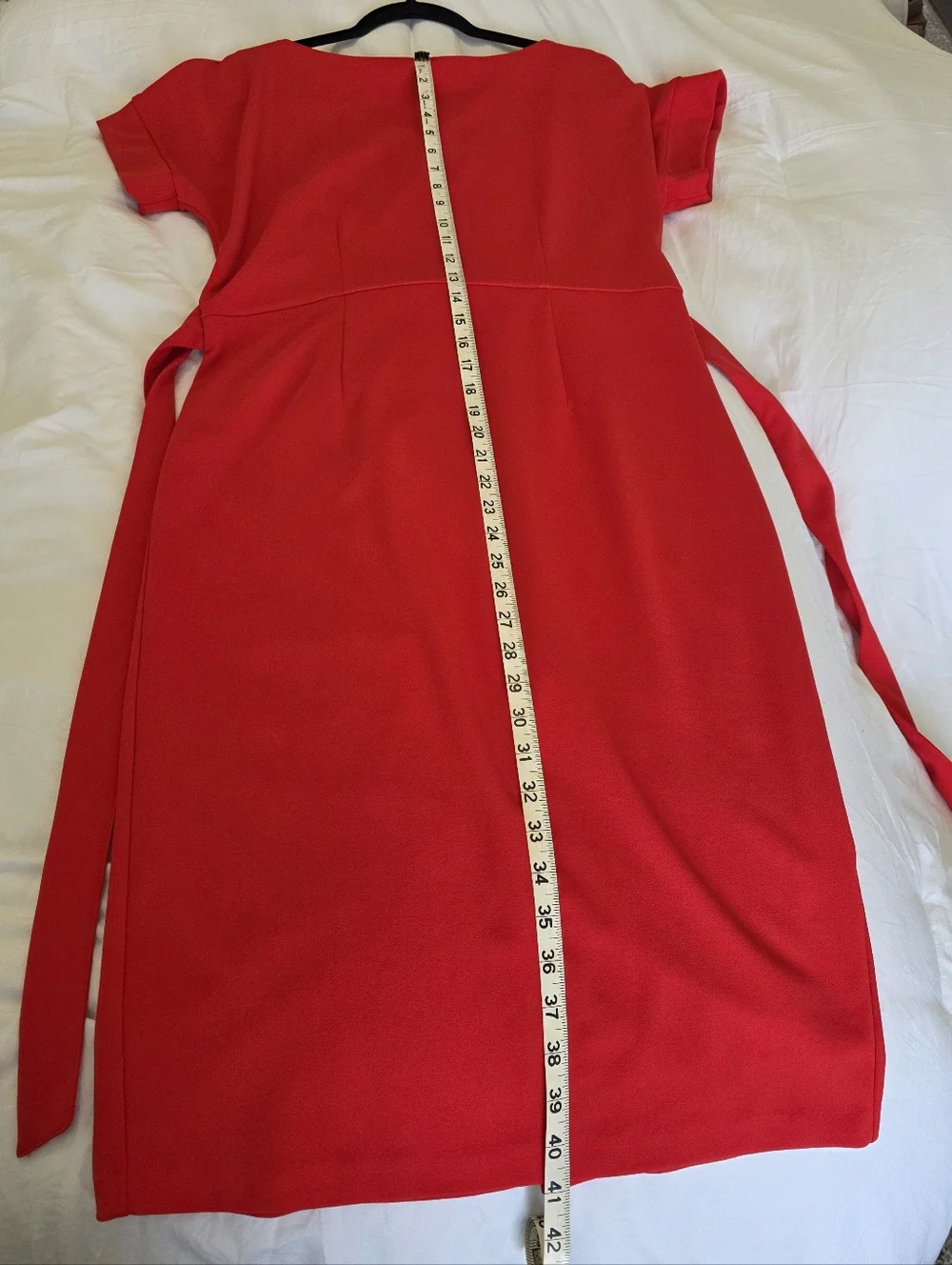 New York & Company Red Belted Midi Dress - Picture 5 of 11